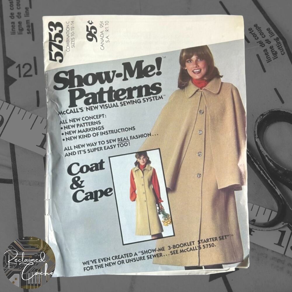 Show-Me 5753 Misses Sleeveless Coat with Detachable Cape Pattern - Size 10-12-14